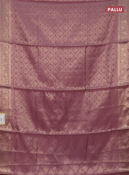 Semi soft silk saree mauve pink with allover zari woven brocade weaves -Without blouse