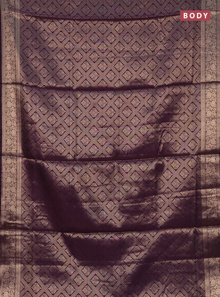 Semi soft silk saree deep purple with allover zari woven brocade weaves -Without blouse