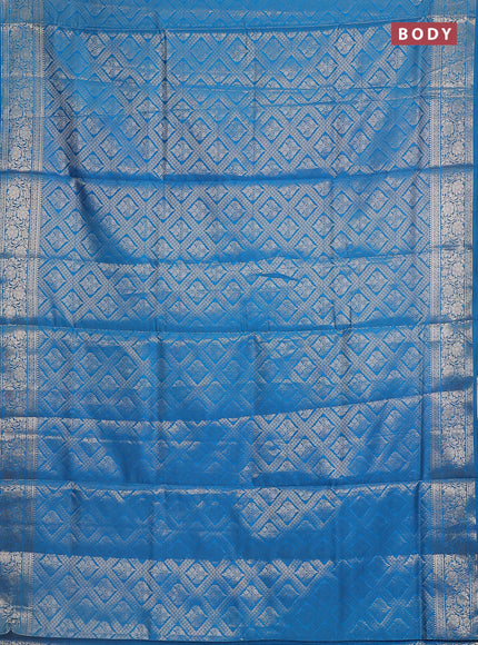 Semi soft silk saree cs blue with allover zari woven brocade weaves -Without blouse