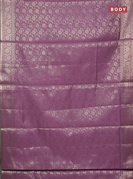 Semi soft silk saree mild purple with allover zari woven brocade weaves -Without blouse