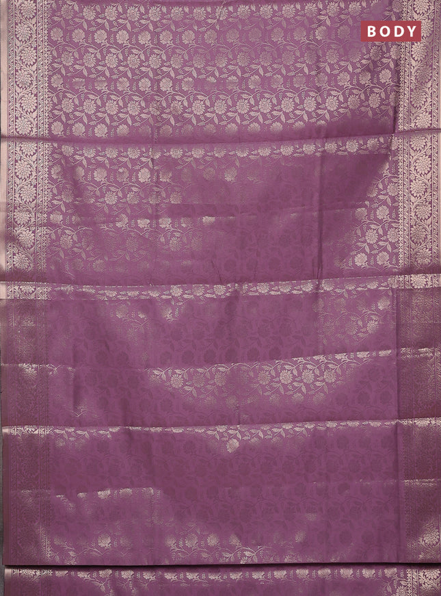 Semi soft silk saree mild purple with allover zari woven brocade weaves -Without blouse