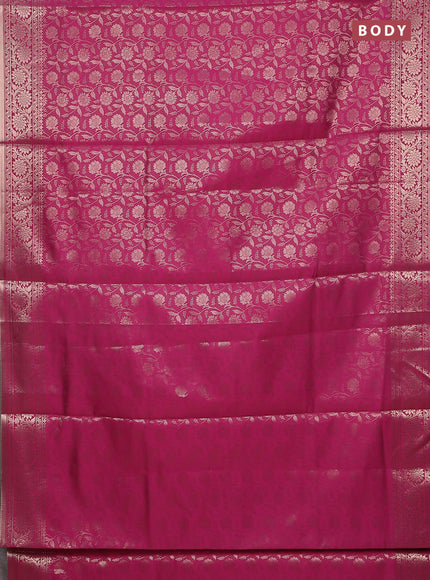 Semi soft silk saree pink with allover zari woven brocade weaves -Without blouse