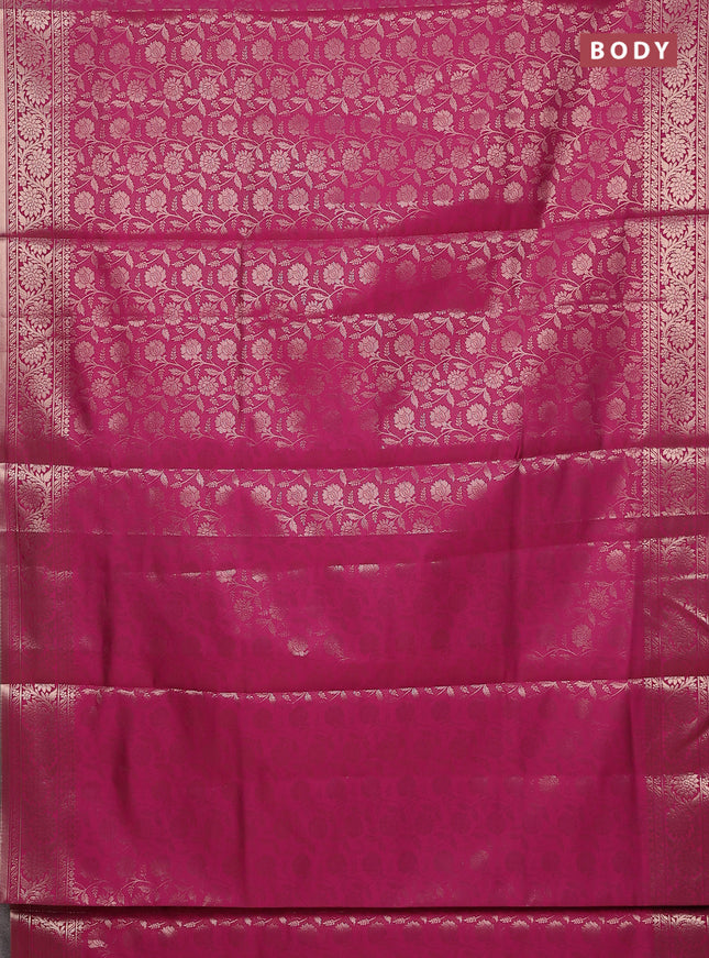 Semi soft silk saree pink with allover zari woven brocade weaves -Without blouse
