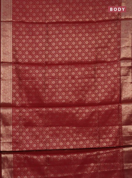 Semi soft silk saree maroon with allover zari woven brocade weaves -Without blouse