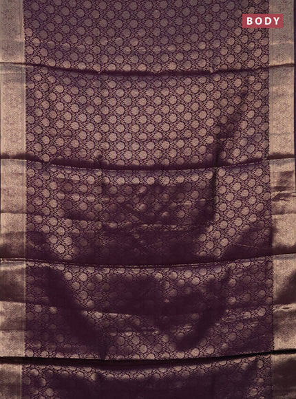 Semi soft silk saree deep purple with allover zari woven brocade weaves -Without blouse