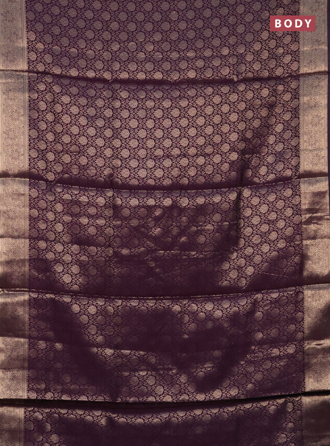 Semi soft silk saree deep purple with allover zari woven brocade weaves -Without blouse