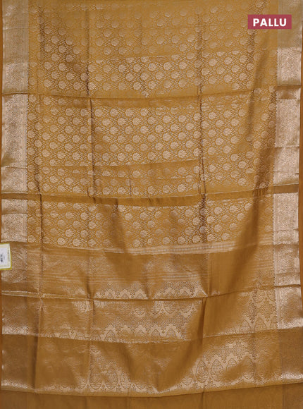 Semi soft silk saree mustard yellow with allover zari woven brocade weaves -Without blouse