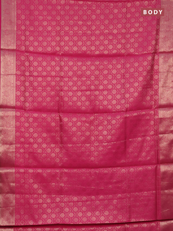 Semi soft silk saree pink with allover zari woven brocade weaves -Without blouse