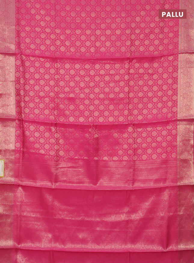 Semi soft silk saree pink with allover zari woven brocade weaves -Without blouse