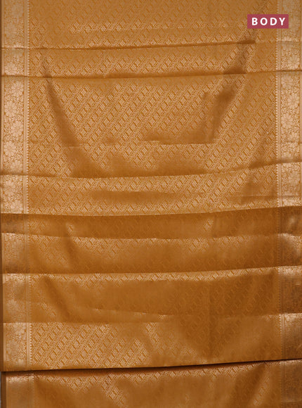 Semi soft silk saree mustard yellow with allover zari woven brocade weaves -Without blouse