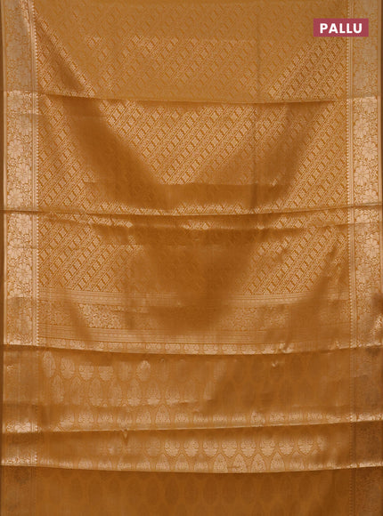 Semi soft silk saree mustard yellow with allover zari woven brocade weaves -Without blouse