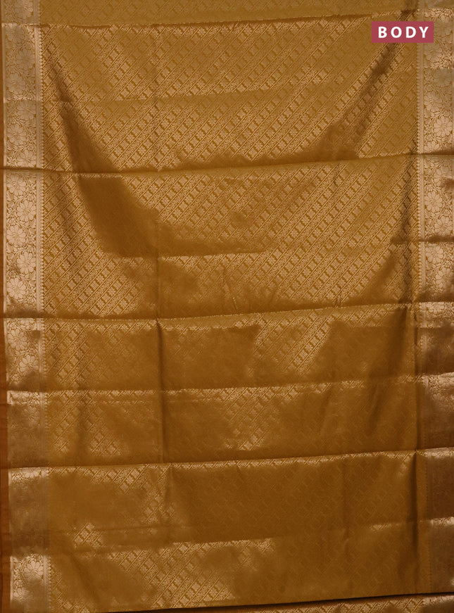 Semi soft silk saree mustard yellow with allover zari woven brocade weaves -Without blouse