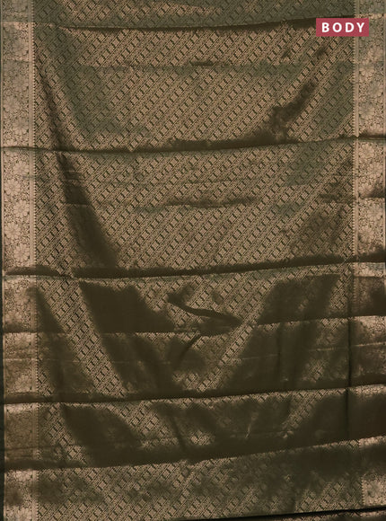 Semi soft silk saree sap green with allover zari woven brocade weaves -Without blouse