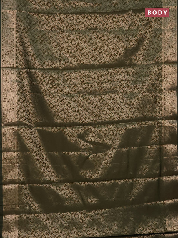 Semi soft silk saree sap green with allover zari woven brocade weaves -Without blouse