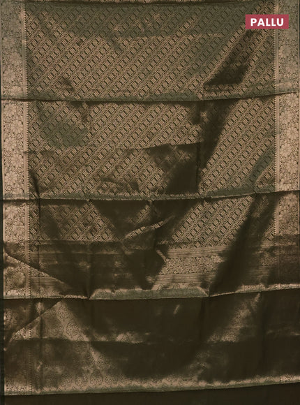 Semi soft silk saree sap green with allover zari woven brocade weaves -Without blouse