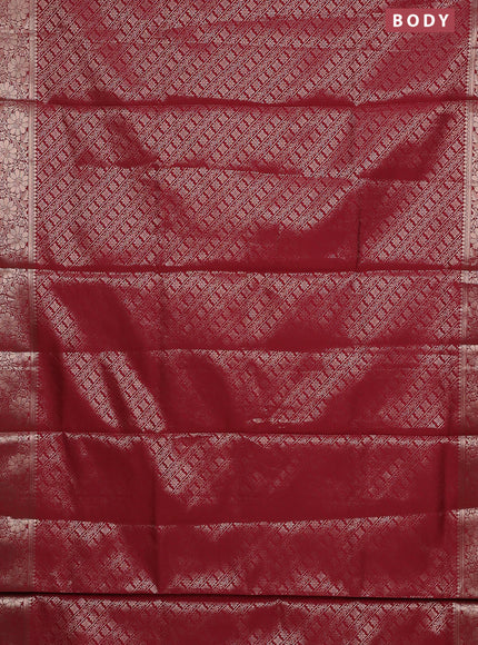 Semi soft silk saree maroon with allover zari woven brocade weaves -Without blouse