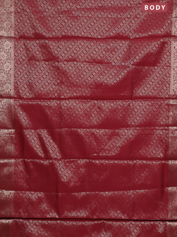 Semi soft silk saree maroon with allover zari woven brocade weaves -Without blouse