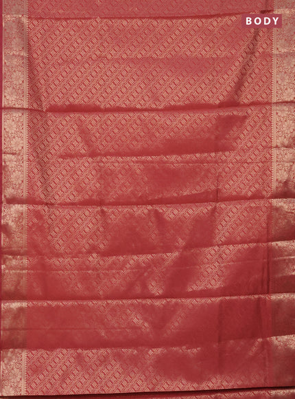 Semi soft silk saree peach shade with allover zari woven brocade weaves -Without blouse