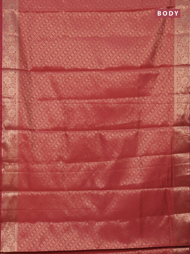 Semi soft silk saree peach shade with allover zari woven brocade weaves -Without blouse