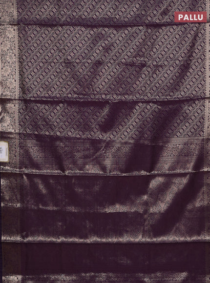 Semi soft silk saree deep purple with allover zari woven brocade weaves -Without blouse