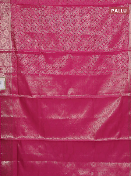 Semi soft silk saree pink with allover zari woven brocade weaves -Without blouse