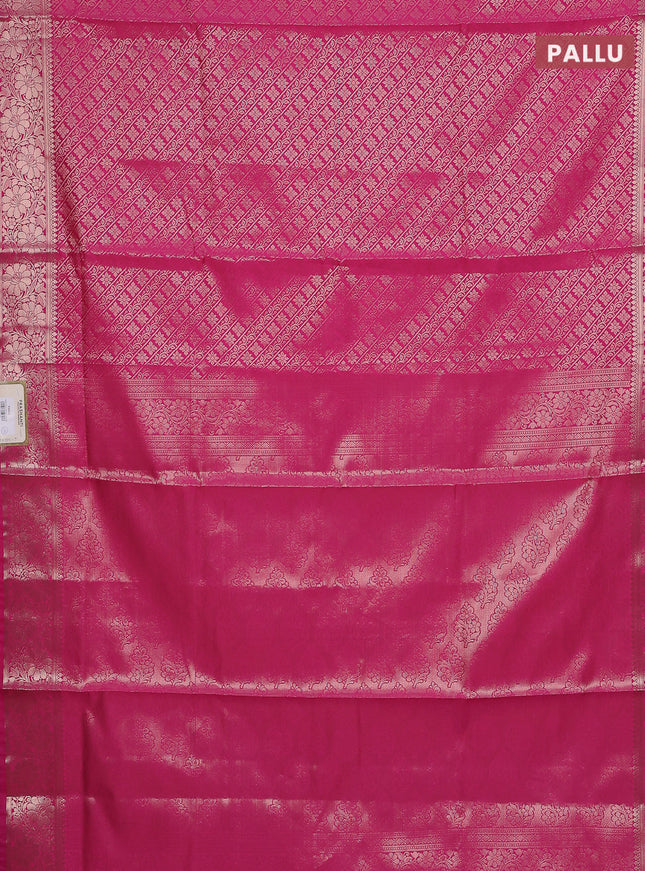 Semi soft silk saree pink with allover zari woven brocade weaves -Without blouse