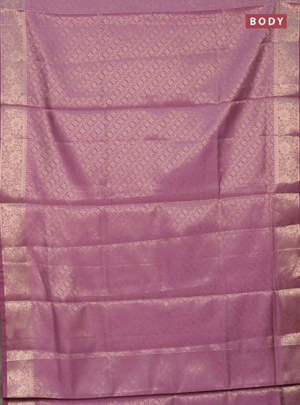 Semi soft silk saree mild purple with allover zari woven brocade weaves -Without blouse