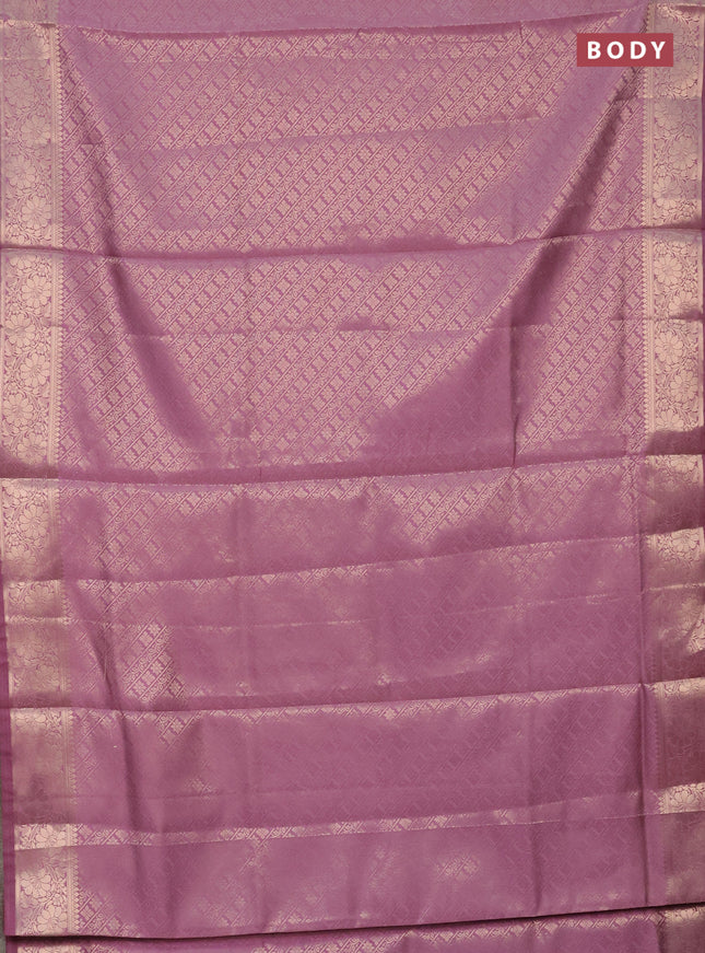 Semi soft silk saree mild purple with allover zari woven brocade weaves -Without blouse