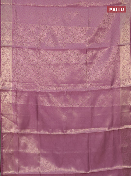 Semi soft silk saree mild purple with allover zari woven brocade weaves -Without blouse