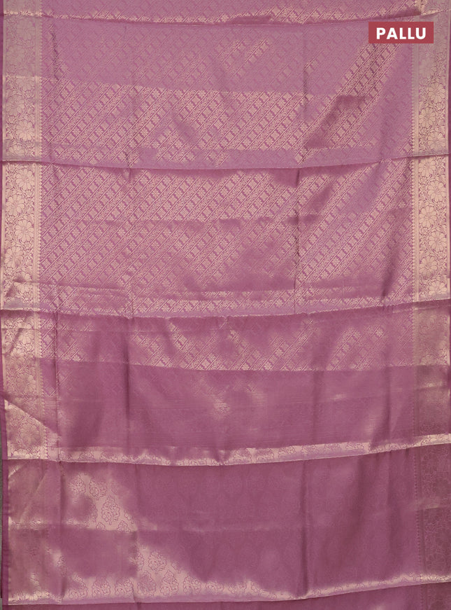 Semi soft silk saree mild purple with allover zari woven brocade weaves -Without blouse