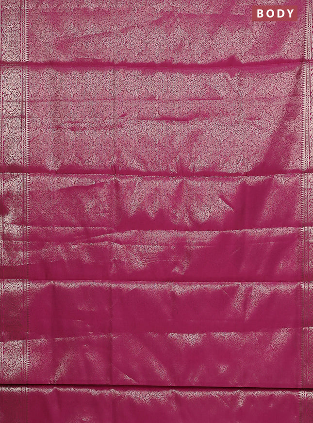 Semi soft silk saree pink with allover zari woven brocade weaves -Without blouse