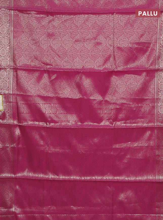 Semi soft silk saree pink with allover zari woven brocade weaves -Without blouse