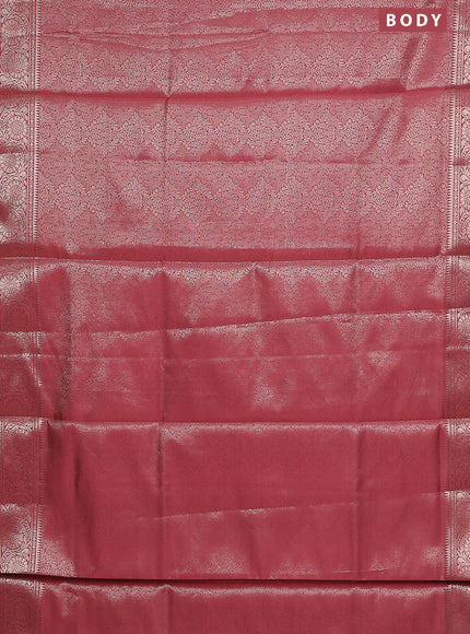 Semi soft silk saree peach shade with allover zari woven brocade weaves -Without blouse