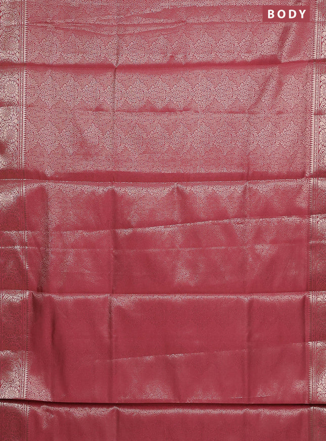 Semi soft silk saree peach shade with allover zari woven brocade weaves -Without blouse