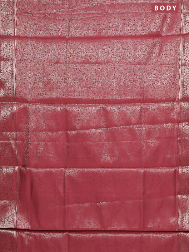 Semi soft silk saree peach shade with allover zari woven brocade weaves -Without blouse