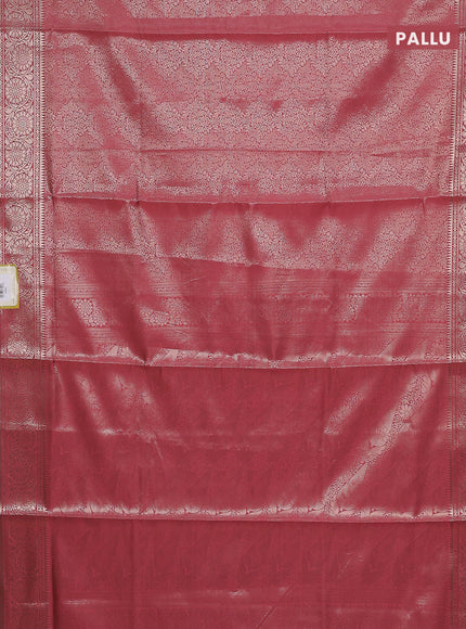 Semi soft silk saree peach shade with allover zari woven brocade weaves -Without blouse