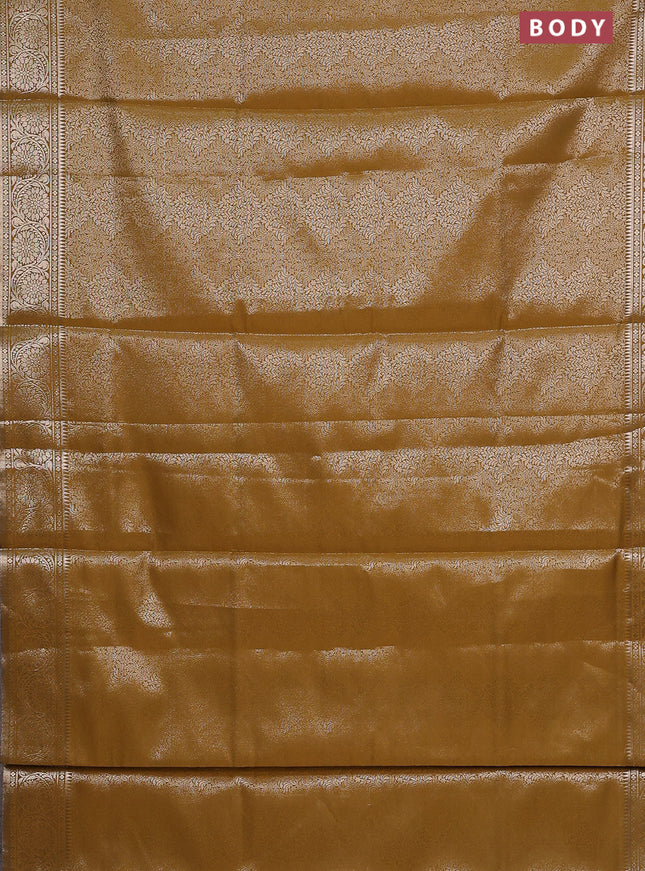 Semi soft silk saree mustard yellow with allover zari woven brocade weaves -Without blouse