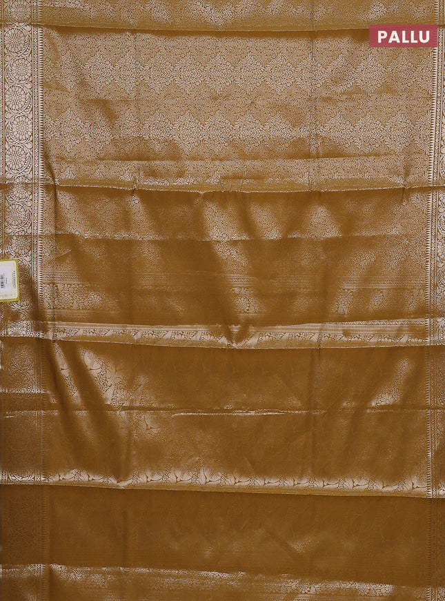 Semi soft silk saree mustard yellow with allover zari woven brocade weaves -Without blouse
