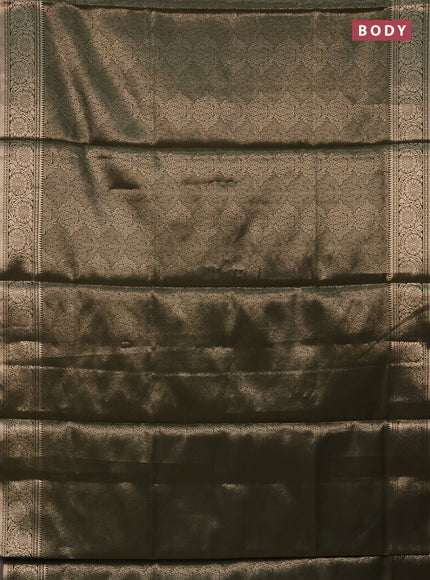 Semi soft silk saree sap green with allover zari woven brocade weaves -Without blouse