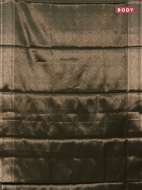 Semi soft silk saree sap green with allover zari woven brocade weaves -Without blouse