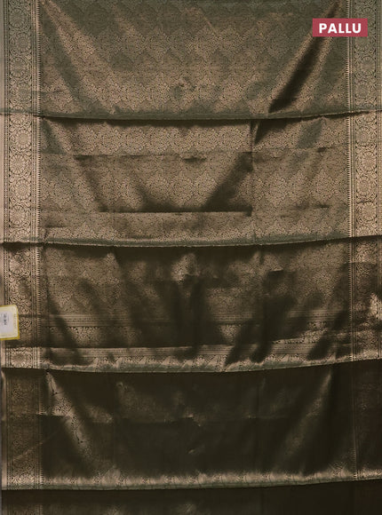 Semi soft silk saree sap green with allover zari woven brocade weaves -Without blouse