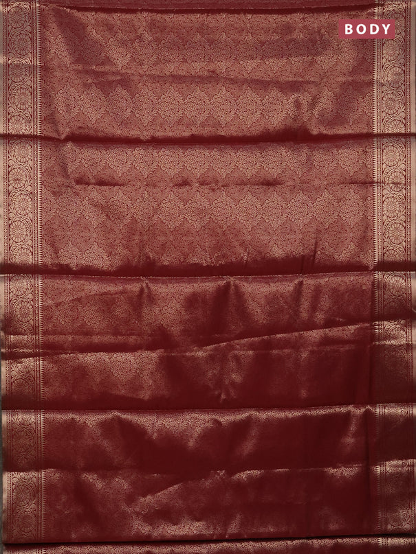 Semi soft silk saree maroon with allover zari woven brocade weaves -Without blouse