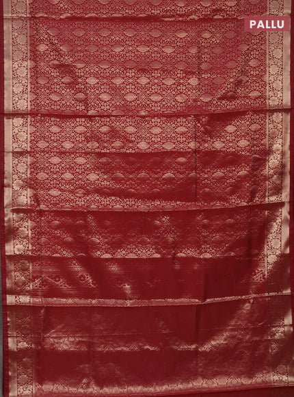 Semi soft silk saree maroon with allover zari woven brocade weaves -Without blouse