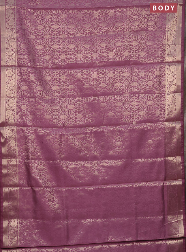 Semi soft silk saree mild purple with allover zari woven brocade weaves -Without blouse