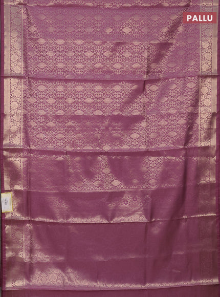 Semi soft silk saree mild purple with allover zari woven brocade weaves -Without blouse