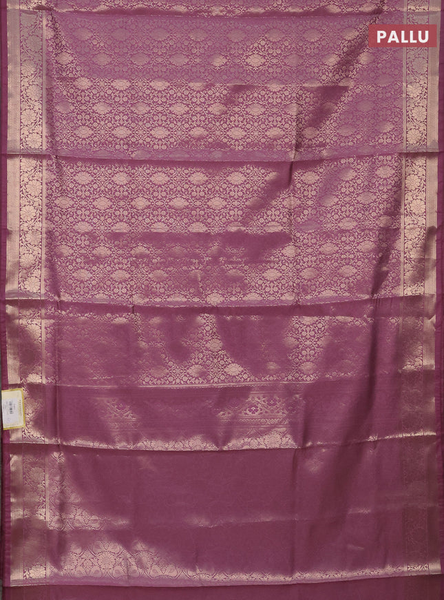 Semi soft silk saree mild purple with allover zari woven brocade weaves -Without blouse