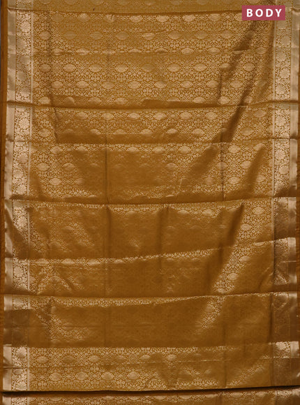 Semi soft silk saree mustard yellow with allover zari woven brocade weaves -Without blouse