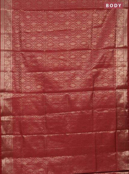 Semi soft silk saree peach shade with allover zari woven brocade weaves -Without blouse