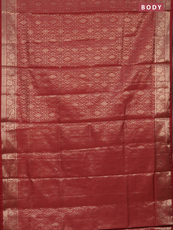 Semi soft silk saree peach shade with allover zari woven brocade weaves -Without blouse