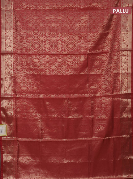 Semi soft silk saree peach shade with allover zari woven brocade weaves -Without blouse